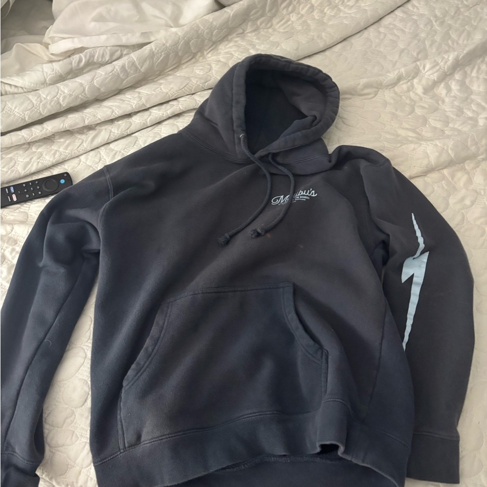 Malibu Black Hoodie with White Lightning Sleeve